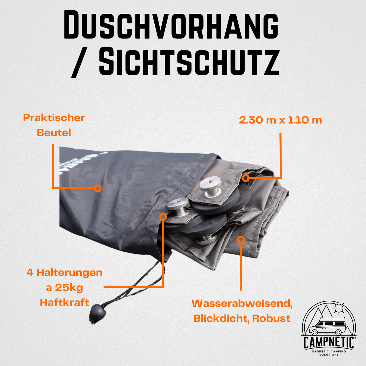 Sichtschutz / Duschvorhang mit Magnethalterung