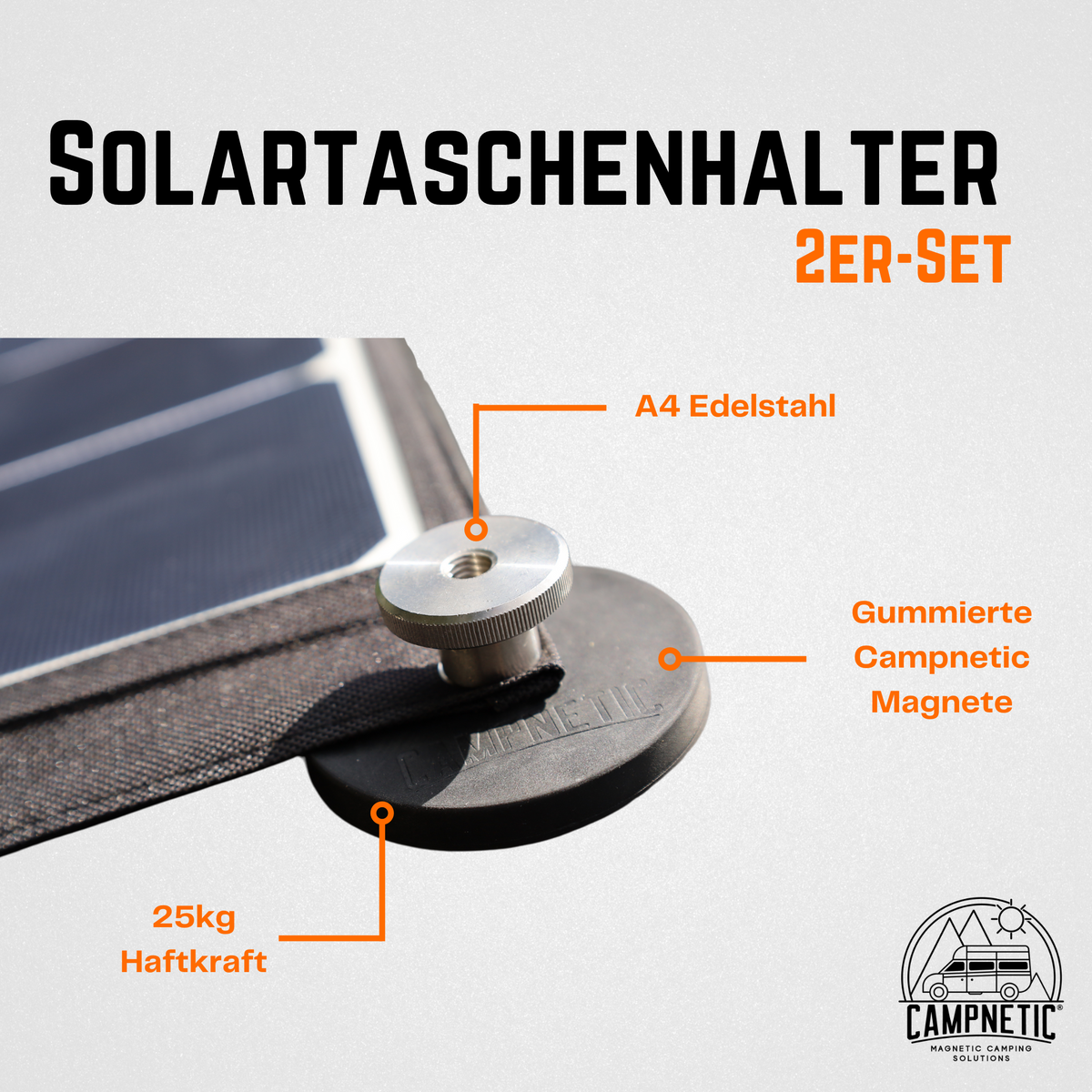 Magnetische Halterung für Solartaschen 2er Set